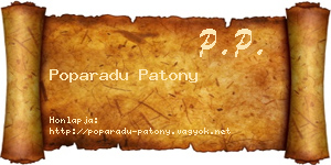Poparadu Patony névjegykártya